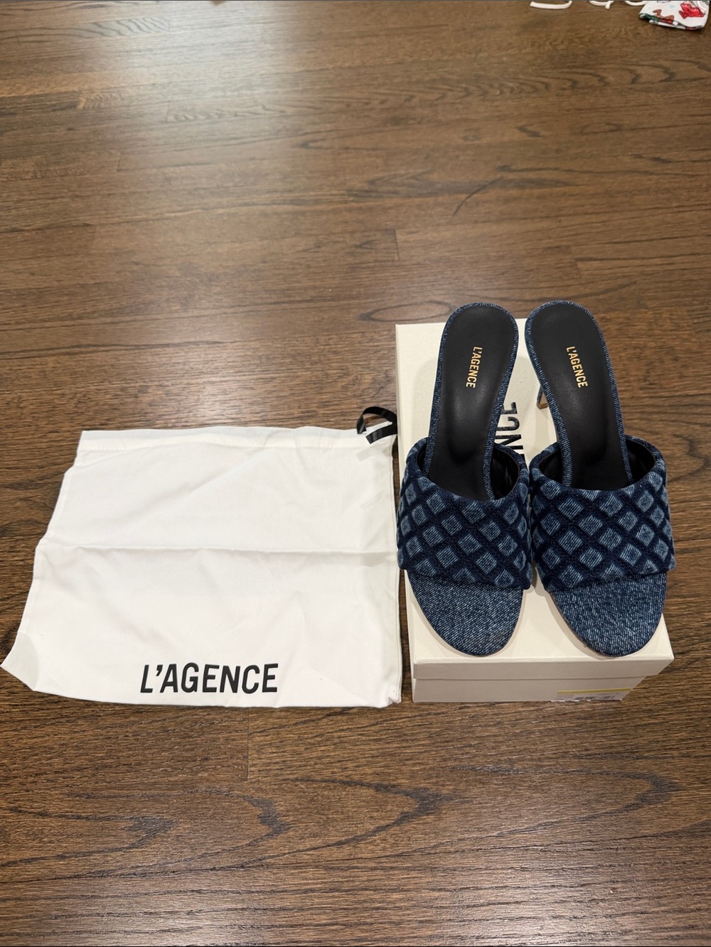 L'AGENCE Navy/Denim Denise Slide Mules